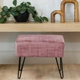 thumbnail image 5 of Home Soft Things Textured Velvet Ottoman Stool Chair, Upholstered Footrest with Black Metal Legs, Withered Rose, 19" x 13" x 17", 5 of 7