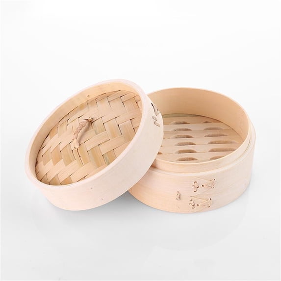 Multiple Sizes Cooking Tools Dumpling Bao Bun Basket with Lid Steam Pot Bamboo Steamer 2 Tiers 25.5CM
