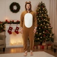 thumbnail image 4 of KinKnit Christmas Reindeer Costume for Family Flannel Deer Onesie with Hood One Piece Pajamas Cosplay Sleepwear Party Jumpsuit, 4 of 6