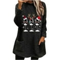 thumbnail image 3 of CFLVAEK Chandails de Noël pour Femmes Grande Taille en Molleton Duveteux, Chandails Chauds d'Hiver à Col Rond, Chandail à Imprimé Verre de Vin Rouge, Chandails avec Poches, Noir G, 3 of 5