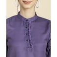thumbnail image 5 of Moomaya Womens Solid Top, Quarter Sleeves Formal Top Ruffled Button Placket, 5 of 9