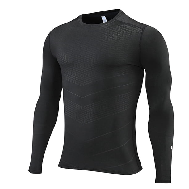 Playeras Básicas Algodon Hombre Camiseta De Manga Larga Ajustada Deportiva Para Correr Y Entrenar