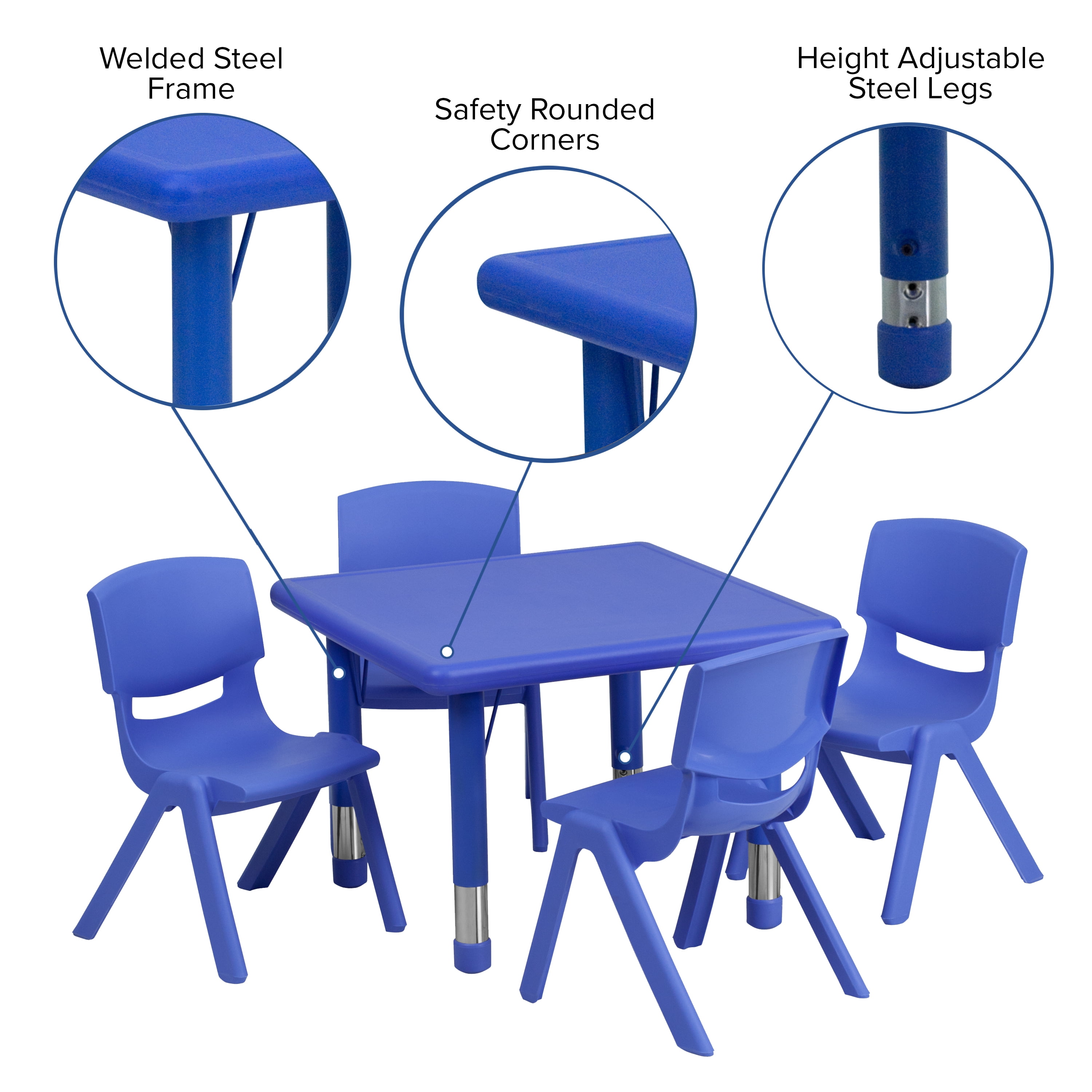 Flash Furniture Blue Square Kid's Play Table (Set Of 4 Chairs) in the Kids  Play Tables department at