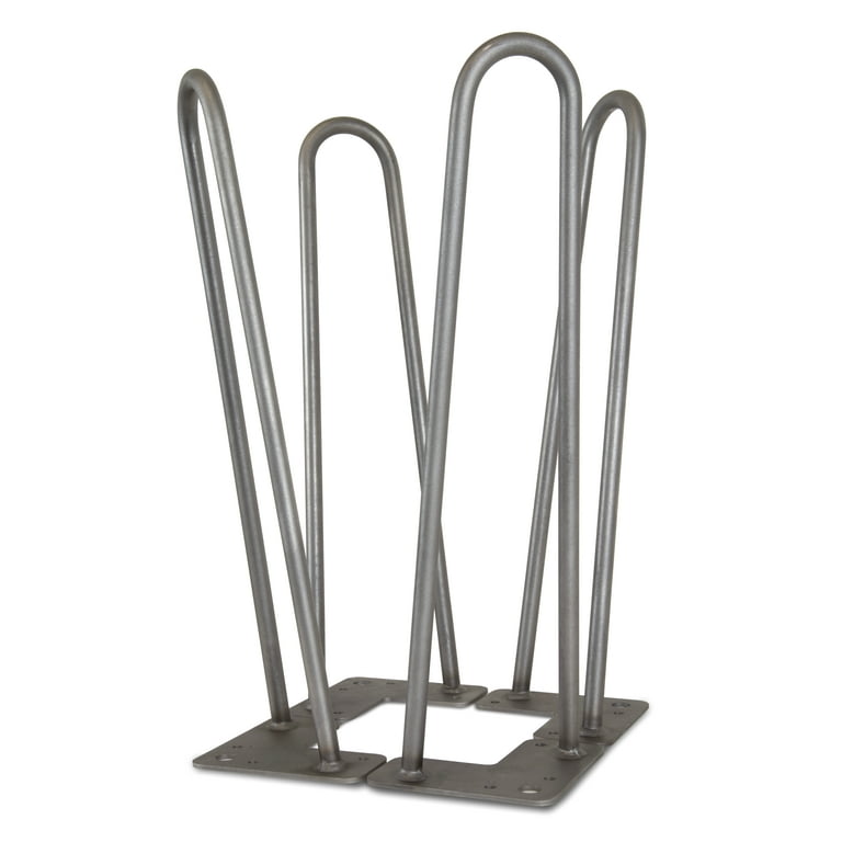 1/2 in. Dia 16 in. Mid-Century Modern Raw Steel Hairpin Table Legs, (4-Pack) 1/2 in. Dia 16 in. Mid-Century Modern Raw Steel Hairpin Table Legs, (4-Pack)