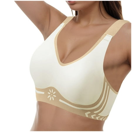 Gvdentm Women s Bras Womens Bra Comfort Powerful Push-up Seamless Bra Smoothing No Underwire Anti Sagging Minimizer Bras for Women Beige L