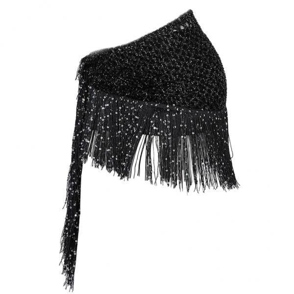 2x Cinturón De Danza Del Vientre Para Mujer Con Borlas Y Lentejuelas, Color Negro