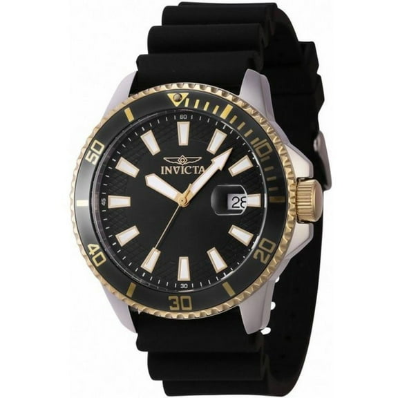 Invicta Pro Diver Silicone Strap Black Dial Quartz 46132 Men's Watch