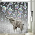 thumbnail image 1 of Cortina de ducha de elefante, tela antimoho, lavable a máquina, 150 x 180 cm, 1 of 5