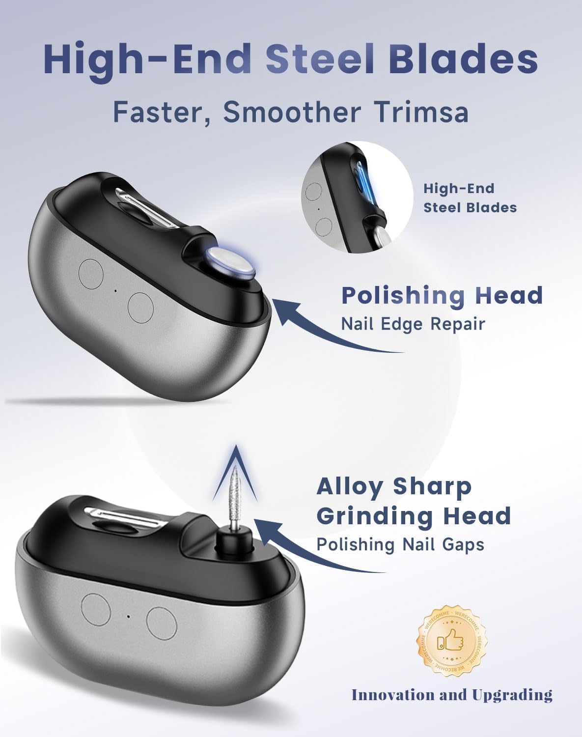 EasyClip Smart Electric Nail Clipper for Seniors – Painless Automatic Toenail Trimmer with LED Light, Ideal for Thick Nails, Arthritis, and Low Vision