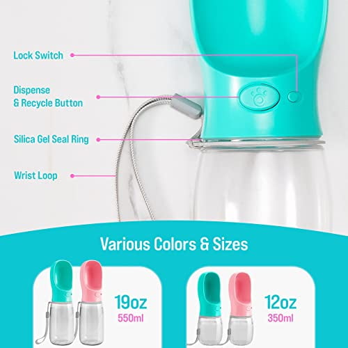 Portable Dog Water Bottle for Walking 19 OZ or 12 OZ Portable Pet Water  Bottles for Puppy Small Medium Large Dogs Water Dispenser Dog Water Bowl  Dog