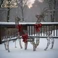 thumbnail image 2 of 4FT Pre-Lit Christmas Reindeer Family Decoration Set w/ Warm White LEDs, Brown Rattan Wrapped Buck, Doe & Fawn, Indoor & Outdoor Holiday Décor, 2 of 8