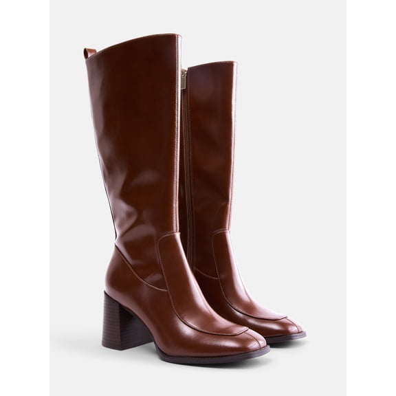 Free Assembly Women's Faux Leather Square Toe Tall Boots