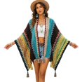thumbnail image 4 of MSJUHEG Women's Crochet Poncho Cardigan 3/4 Pleated Sleeves Bolero Shrug Lightweight Cardigan Solid Colors Hollow Out Summer Cover Up Cardigan Open Front Crochet Shrug Boho Clothes Orange One Size, 4 of 6