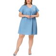 thumbnail image 1 of Vestido de cambray de talgrande pamujer, mancorta, ligero, cuello en V Azul claro XL, 1 of 6