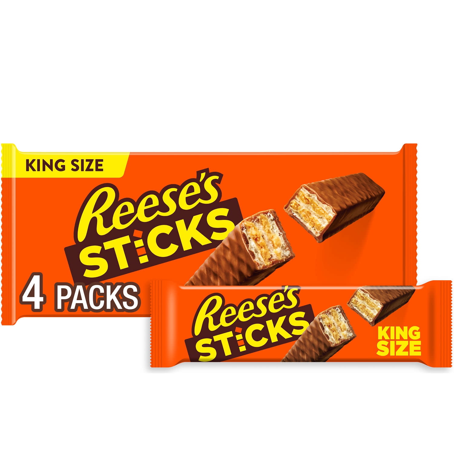 (2 pack) Reese's Sticks Chocolate and Peanut Butter Creme Wafer King Size Candy, Packs 3 oz, 4 Count