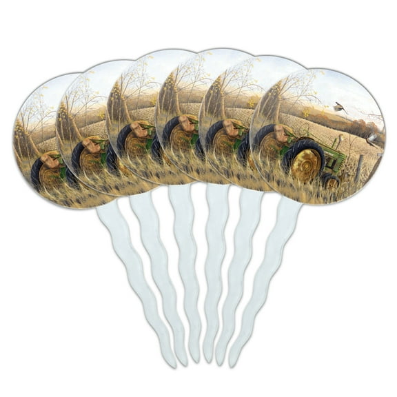 Tractor on the Farm Cupcake Picks Toppers Decoration Set of 6