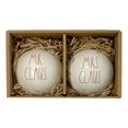 thumbnail image 2 of Rae Dunn par Ensemble Magenta de Deux Ornements de Noël de M. Claus et de M. Claus - Collection d'Artisans - Beau Blanc avec des Lettres Rouges Ornements d'Arbre de Vacances en Céramique / Ampoules - le Travail Exceptionnel de Rae Dunn, 2 of 2
