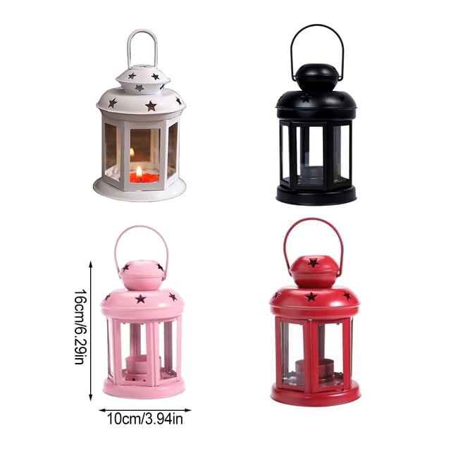 Candle Stand Star Metal Wind-proof Hanging Lantern Multi-Color Table Decorations Craft Candlestick Bedroom Tabletop Coffee Shop White
