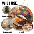 thumbnail image 3 of Funny Christmas Ornament,Geometric - Styled Coffee Cup,Xmas Round Ceramic Pendant, 3 of 6