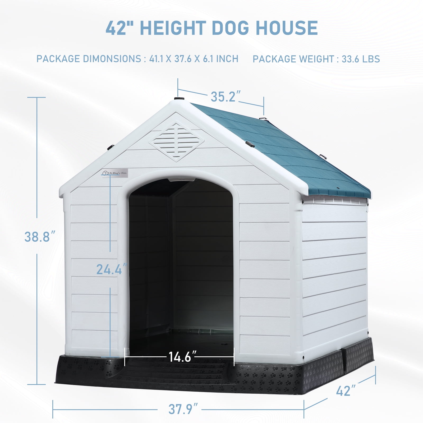 Waleaf Durable Waterproof Plastic Dog House for Small to Large Sized Dogs, Indoor Outdoor Doghouse with Elevated Floor