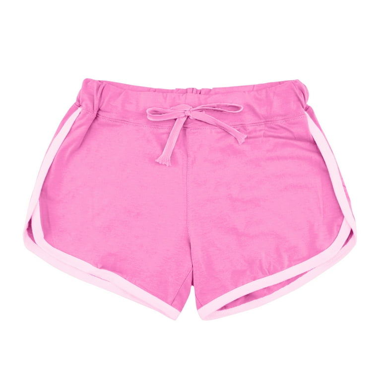 Skpblutn Women'S Pants Sport Yoga Fitness Stretch Sheath Mid Waist  Drawstring Shorts Pink L