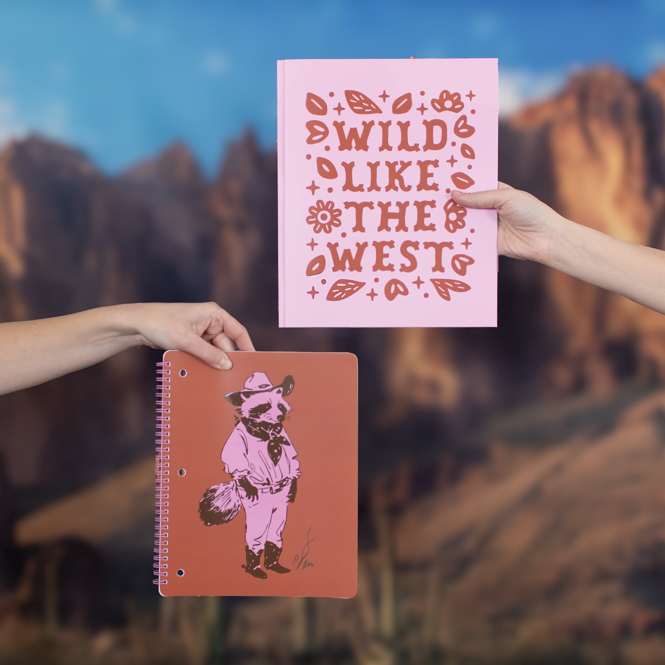 Art 101 Wild West Cowboy Raccoon College Rule Spiral Notebook 8.5 x 10.5 Inches