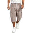 thumbnail image 2 of Hearthz Men's Hiking Cargo Shorts Wide Leg Men's Capri Pants Lightweight Gym Basketball Beach Loose 3/4 Shorts Gingham Plaid Cargo Pants for Men, 2 of 2