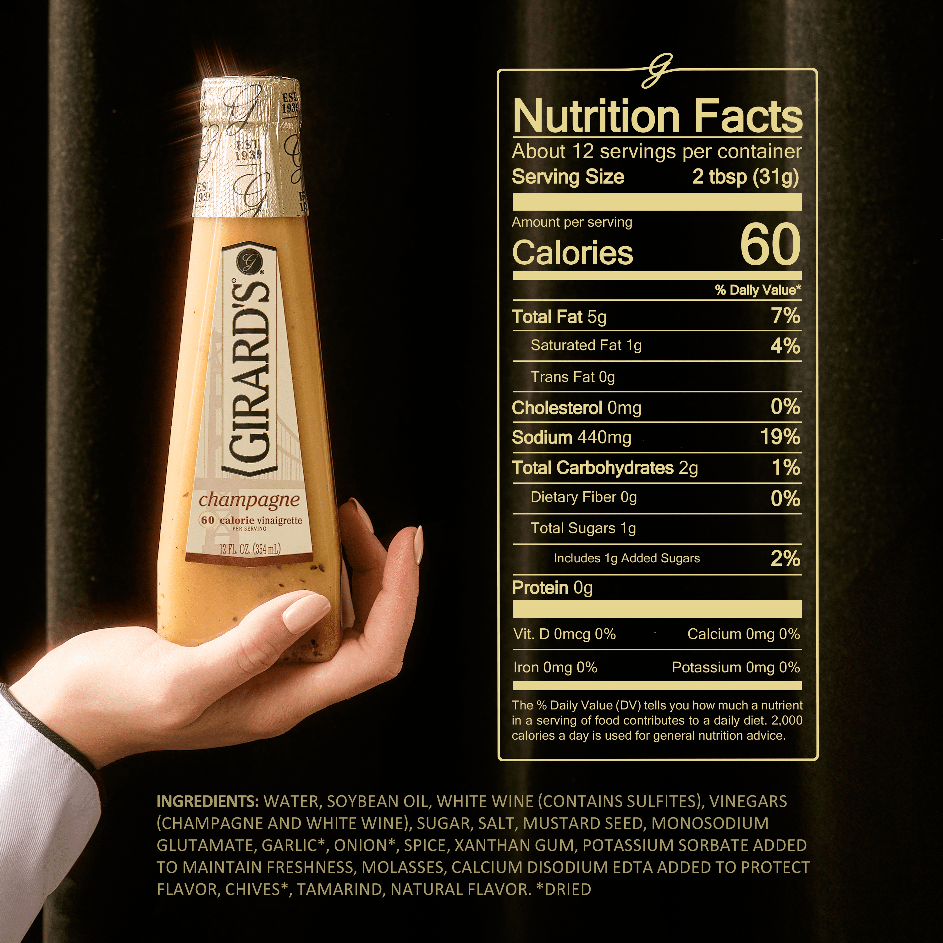 champagne vinaigrette dressing calories Girard's 60 Calorie Champagne Vinaigrette Dressing