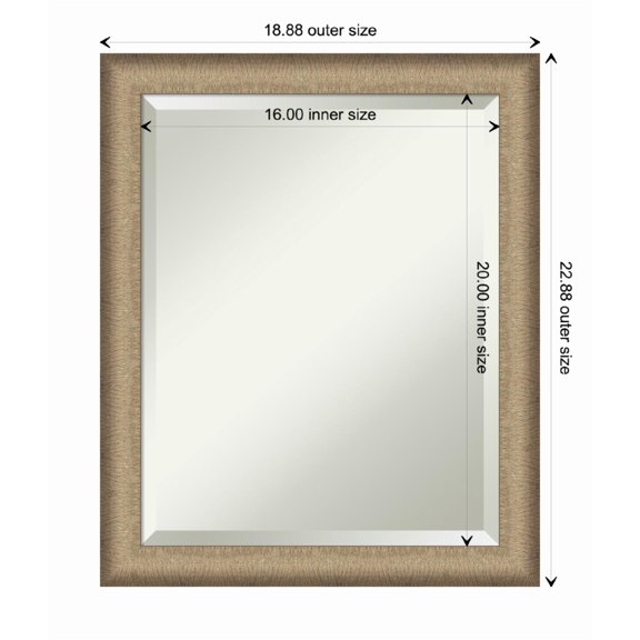 Amanti Art Elegant Brushed Bronze Narrow Framed Wall Mirror - 18.88 x 22.88 in