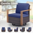 thumbnail image 6 of Opohoro 4PCS Outdoor Conversation Set with 43" Wicker Fire Pit Table, Brown Rattan Sofa Set with Swivel Rocker Chairs, Blue for Patio Backyard, 6 of 13