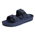 thumbnail image 2 of Outdoor indoor Comfort Slides Double Buckle Adjustable Flat Sandals (Navy Blue, 37), 2 of 3