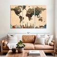 thumbnail image 2 of Elephant Stock Triangle Geometric World Map Wall Art - Horizontal Multi Panel Canvas - Living Room Wall Decor - Map Multi Panel - Brown And Gray Decor - 65" x 42", 2 of 4