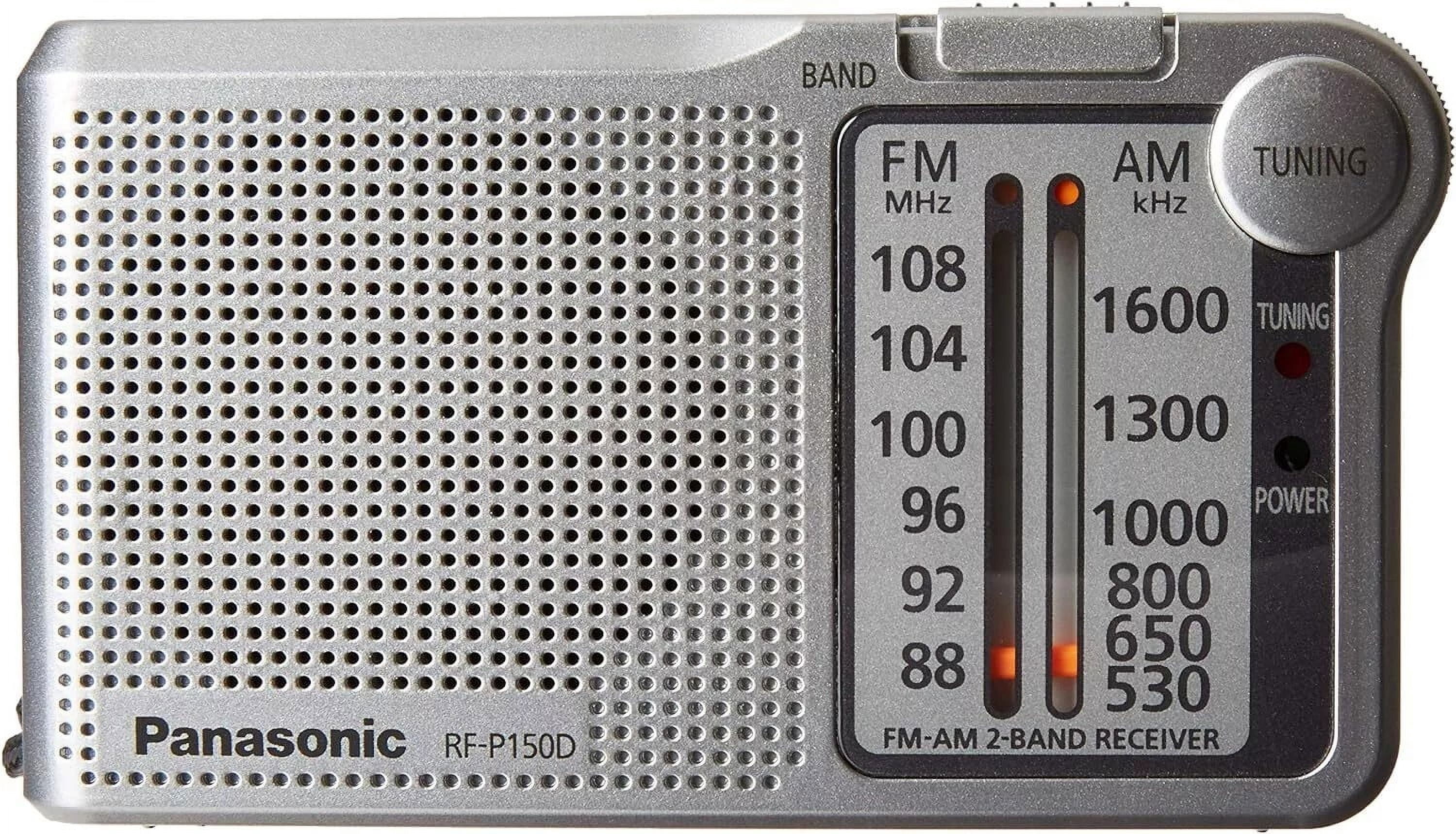 Panasonic RF-P150DEG-S Pocket FM/AM Radio with Digital Tuner, Auto Frequency Control, Large Dial Scale, Fluorescent Pointer, Battery Operated, Silver