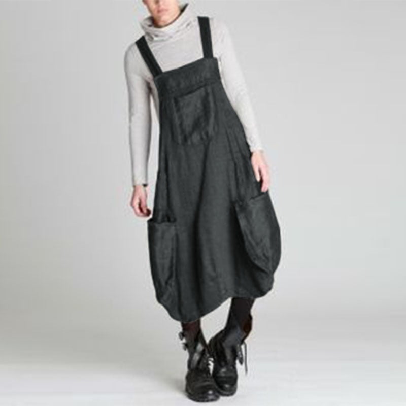 black oversized dungarees