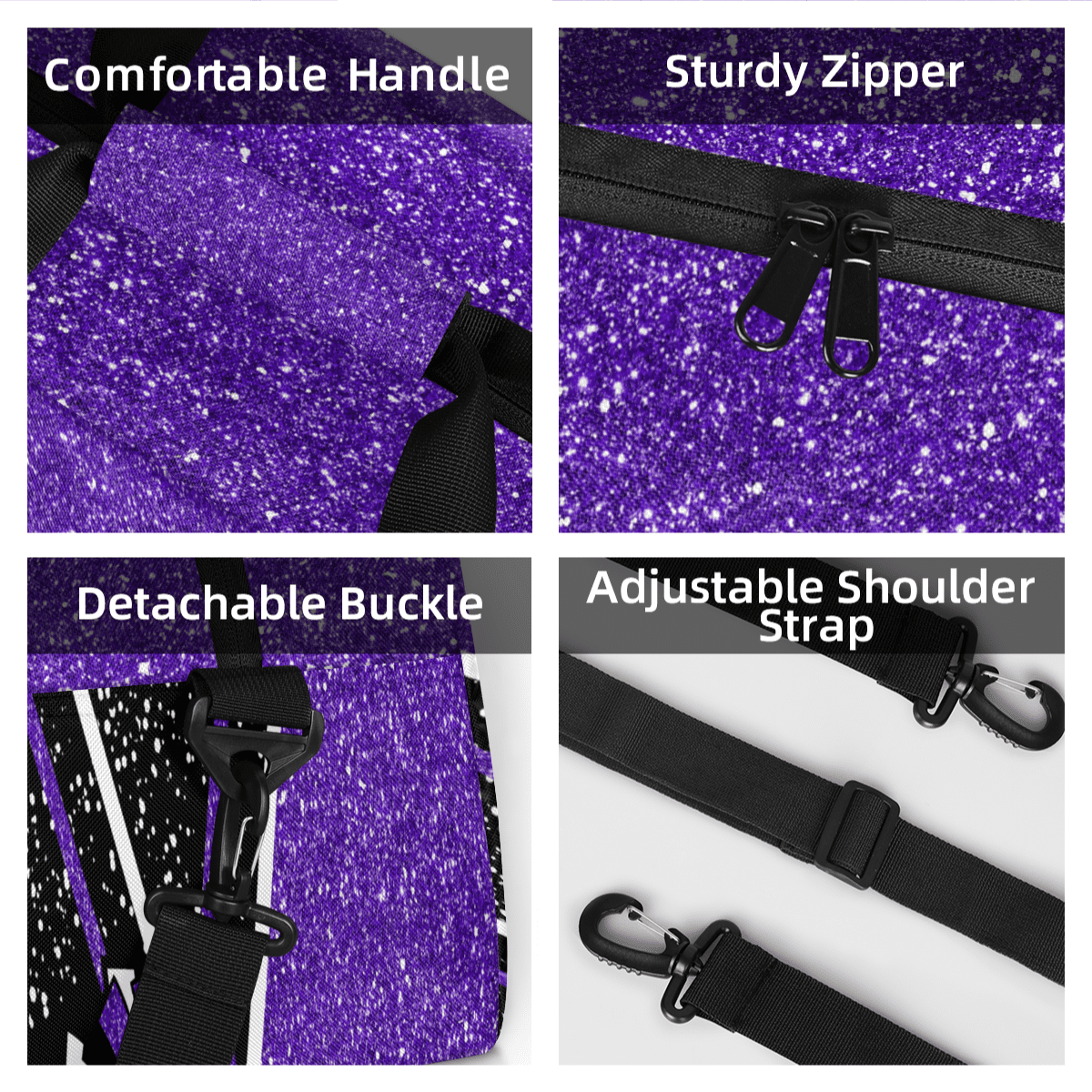 Herdesigns Cheerleading Bags Overnight Duffel Bags Cheer Purple Sport Gym Bag Travel Bag Travel Waterproof Weekender Bag Carry On Travel Tote Bag Dance Bags