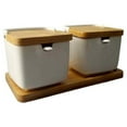 thumbnail image 1 of Seasoning Jars with Lids Multi-functional Square Ceramic Keeper Dustproof Stable Container Restaurant Dispenser Supplies Double, 1 of 7