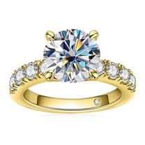 AnuClub Moissanite Engagement Ring,4.3cttw Round Cut D Color VVS1 Gold Plated Sterling Silver Promise Anniversary Ring for Women