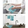 thumbnail image 6 of Turquoise Teal Kitchen Dish Towels for Drying Dishes Set of 2, Chic Abstract Aesthetic Art Modern Waffle Weave Microfiber Terry Hand Tea Bathroom Towels Quick Dry & Absorbent Towel 15.7x23.6, 6 of 7