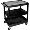 Luxor 24" x 32" Three Shelf Combination Flat/Flat/Tub Utility Cart - Black