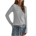 thumbnail image 2 of Aloohaidyvio Womens Long Sleeve Basic Tee Crewneck Cotton Knit T-Shirt Super Soft Classic and Fitted Tops Gray 2XL, 2 of 6