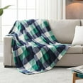 thumbnail image 3 of Buffalo Plaid Flannel Fleece Throw Blanket 50 x 60 Inches, Soft Lightweight Cozy All Season Green/White Checkered Blanket for Bed, Couch, Car, 3 of 6