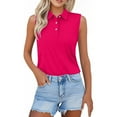 thumbnail image 3 of Yigetop Sleeveless Polo Shirts for Women, Shirts for Women 2025 Summer Button Down Collared Sleeveless Tops Business Work Casual Basic Blouses Golf Shirts for Woman Hot Pink 3XL, 3 of 6