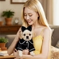 thumbnail image 5 of Denbek Dog Silk Pajamas, Cat Puppy Costume Elegant Satin Pajamas with Bow Headband 2Pcs Set Pet Sleepwear Cute Pet Outfit Photoshoots, Black-L, 5 of 7
