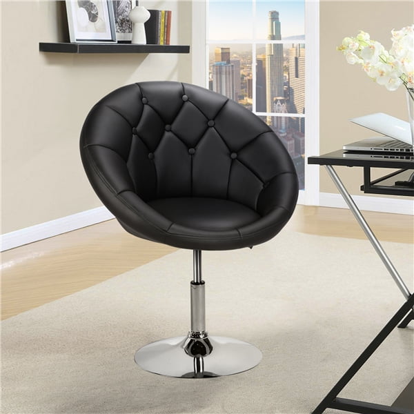 Yaheetech Adjustable Swivel Leisure Chair, Vanity Chairs with Back Round Leather Bar Chair Desk 