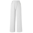 thumbnail image 1 of Aayomet Wide Leg Pants for Women Women Cotton Loose Wide Leg Pants High Waist Dress Pants for Women Business Casual Long,White XXL, 1 of 5