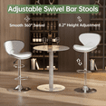 thumbnail image 6 of Bar Stools Set of 2, Scallop-Shaped Adjustable Swivel Barstools, Modern PU Leather Counter Height Stools for Island, Dining, Bistro, Pub (White), 6 of 11