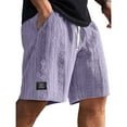 thumbnail image 3 of Havenre Mens Daily Jacquard Textured Shorts Casual Drawstring Elastic Waist Lounge Short Pants Loose Fit Comfy Beach Shorts with Pockets Purple L, 3 of 4