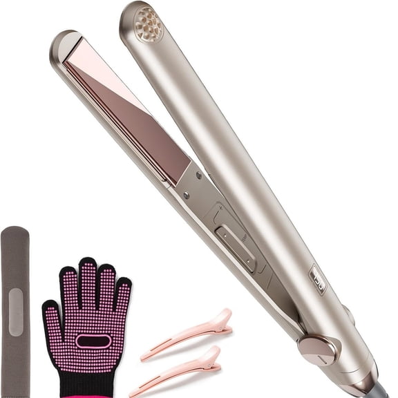 Advanced Titanium Floating Plate Hair Styler, Professional Flat Iron and Curler with Intelligent Temperature Management, High-Gloss Styling Tool for All Hair Types