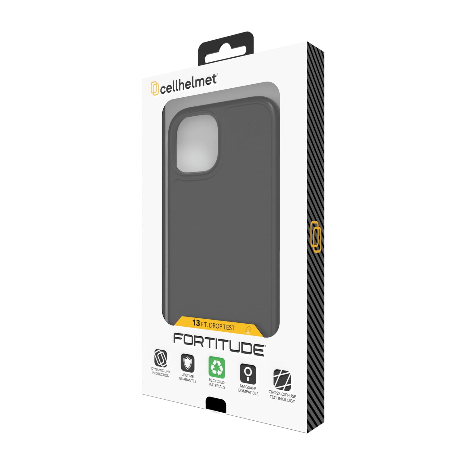 cellhelmet Fortitude Series for iPhone 15 (6.1-In.); MagSafe Compatible (Onyx Black), C-FORT-i15-6.1-OB