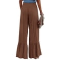 thumbnail image 3 of Qiylii Women's Casual Comfy Pant Wide Leg Palazzo Lounge Pants Smock Elastic High Waist Flared Bell Bottom Cotton Trouser, 3 of 5